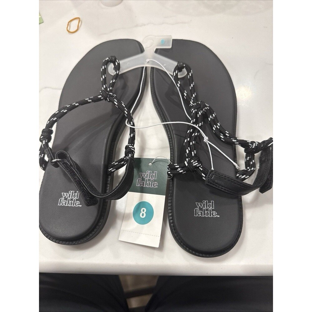 Wild Fable Carson Black Strappy Rope Cord Slingback Sandals - Womens 8